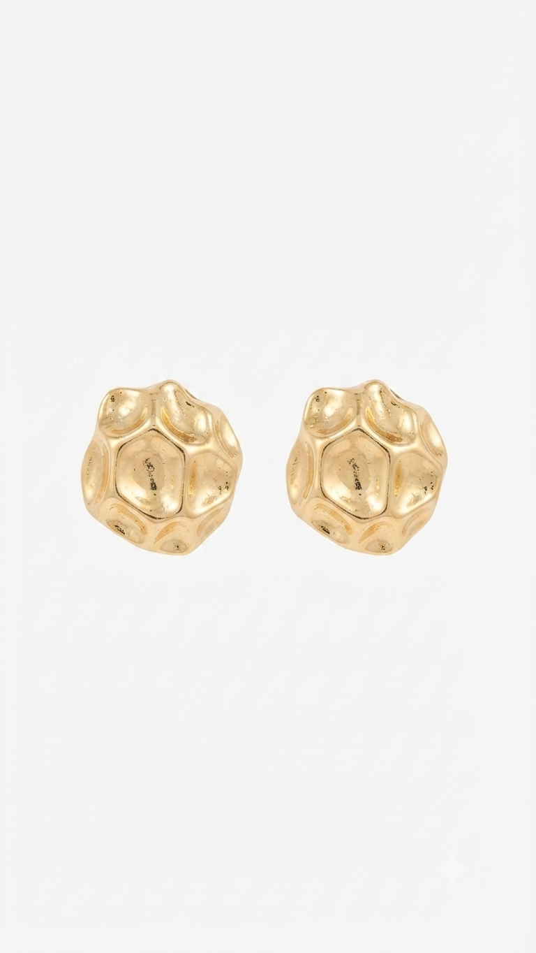 Gold Organic Stud Earrings