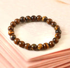 Natural Tiger Eye Gemstone Beads Bracelet Protection of Evil Energy