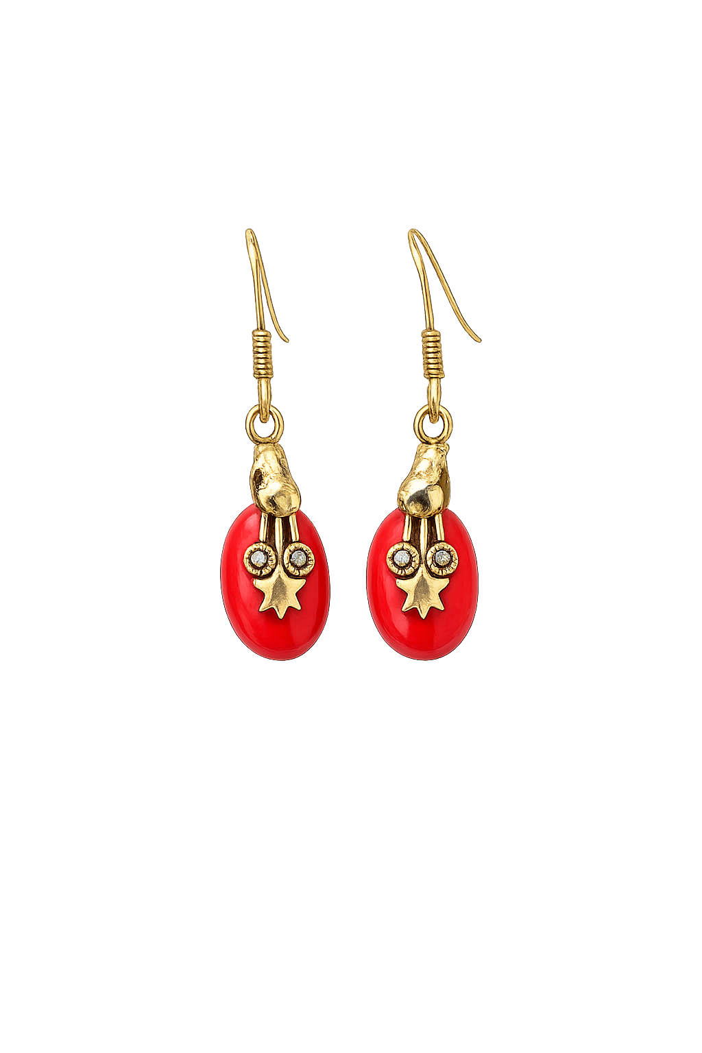 Vintage Red Stone Dangle Earrings