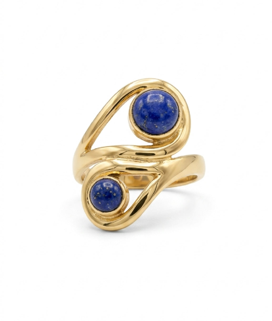 Celestial Twin Lapis Wrap Ring