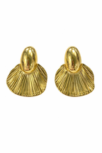 Textured Shell Design Gold Plated Stud Earrings