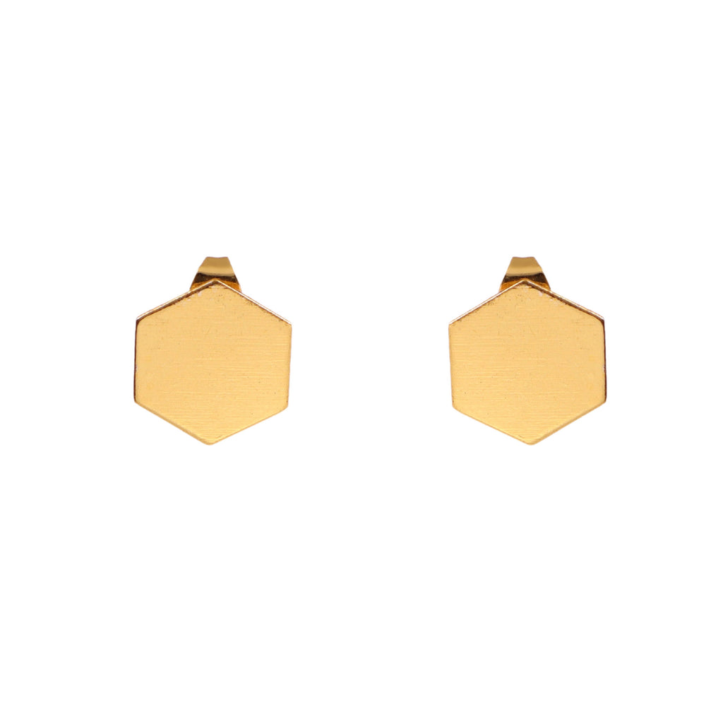 Minimalist Gold Hexagon Stud Earrings