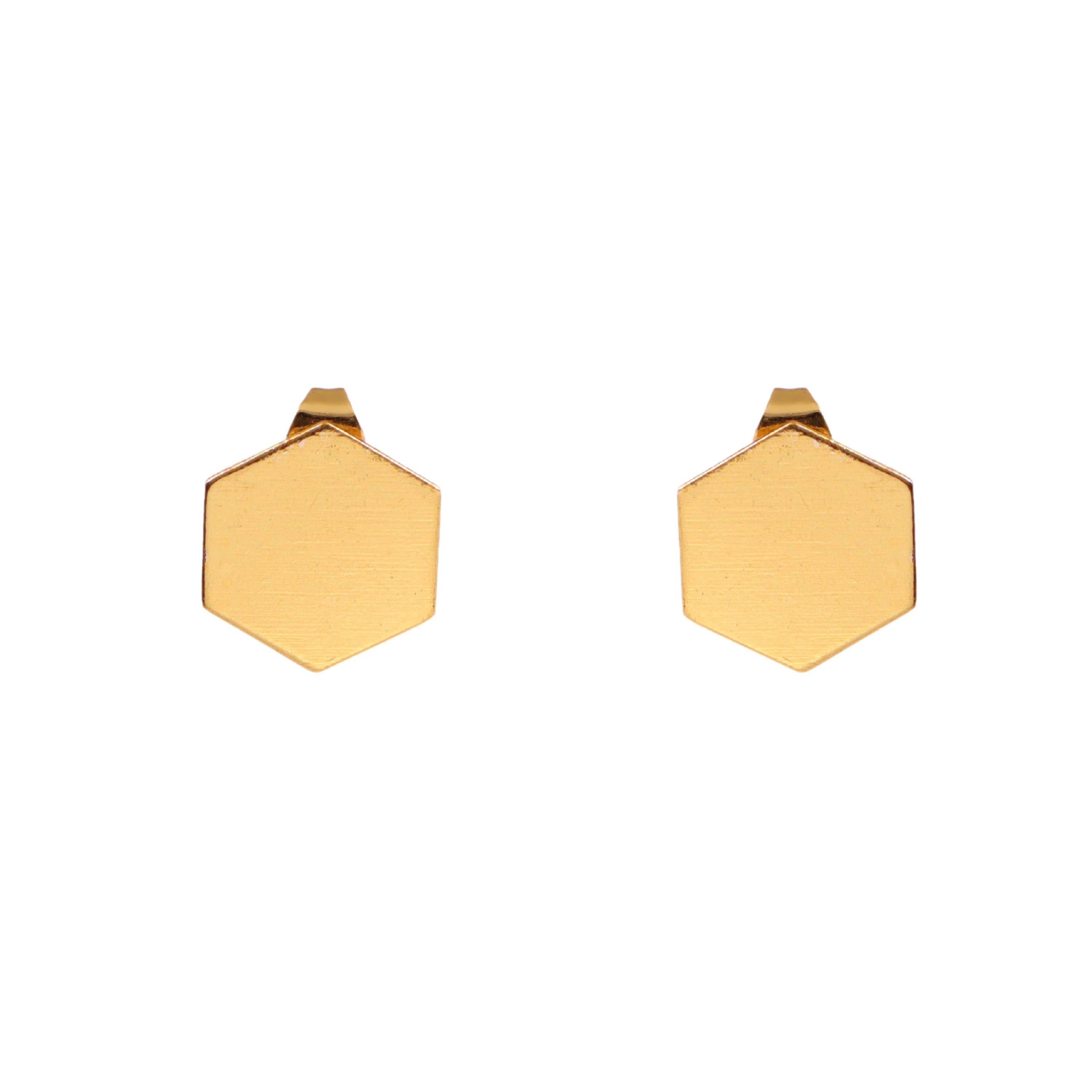 Minimalist Gold Hexagon Stud Earrings