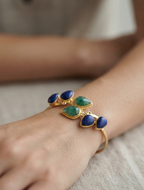 Lapis Lazuli & Green Onyx Open Cuff Bracelet