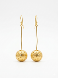 Golden Sphere Drop Statement Earrings