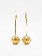 Golden Sphere Drop Statement Earrings