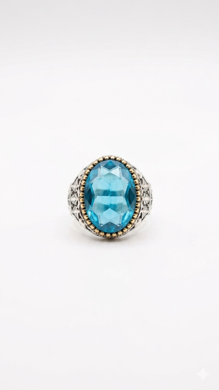 Vintage Blue Topaz Statement Ring