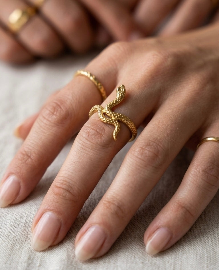 Minimalist Gold Snake Ring for Women
