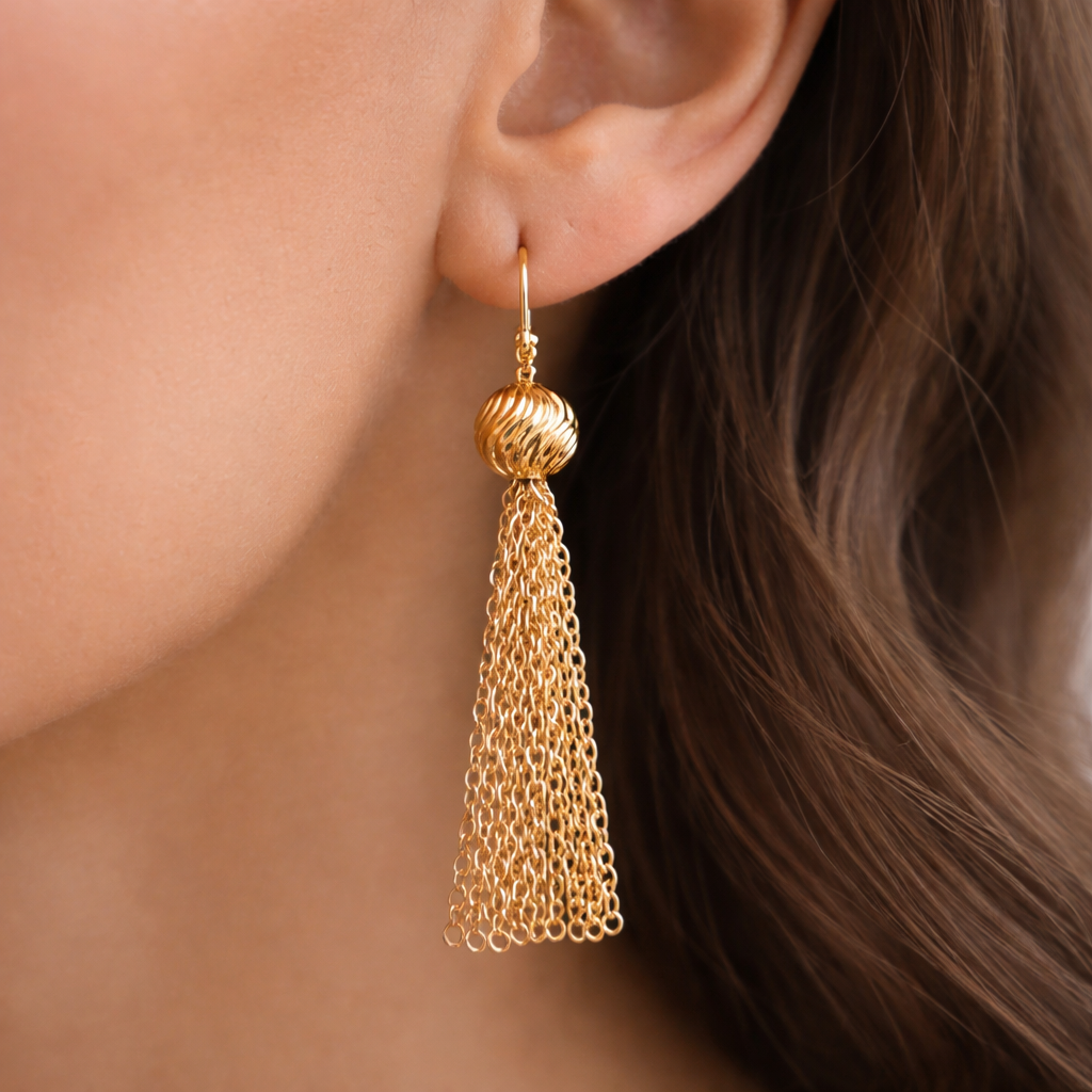Gold Tassel Drop Earrings – Elegant Chain Fringe Dangle