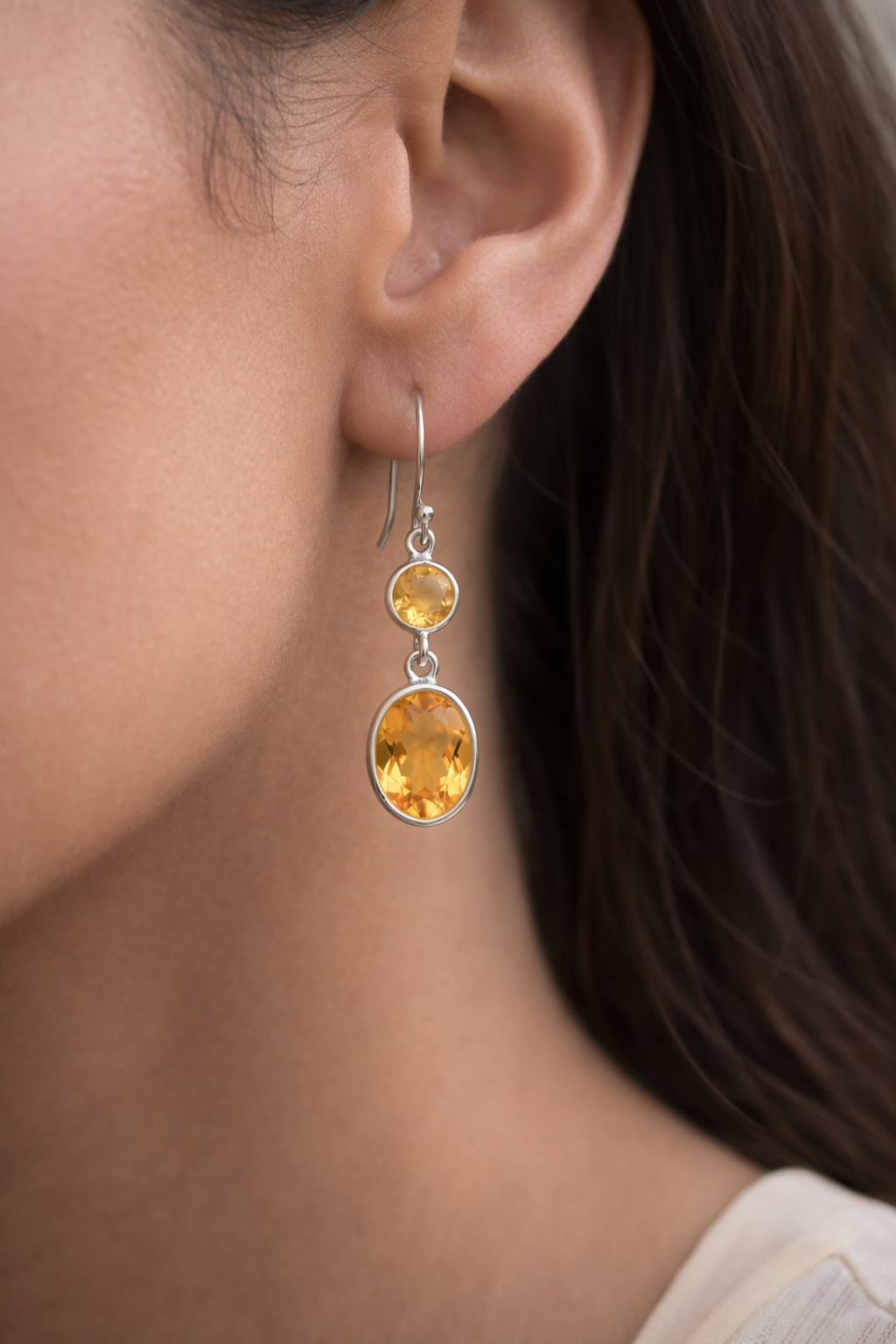 Golden Glow Dual Drop Earrings