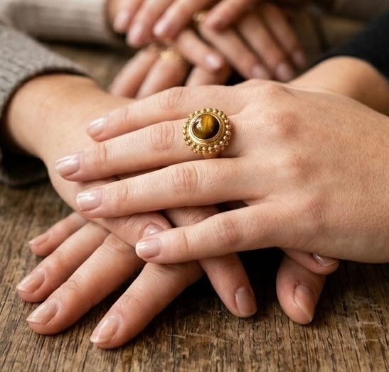 Vintage Tiger Eye Gold Ring for Women
