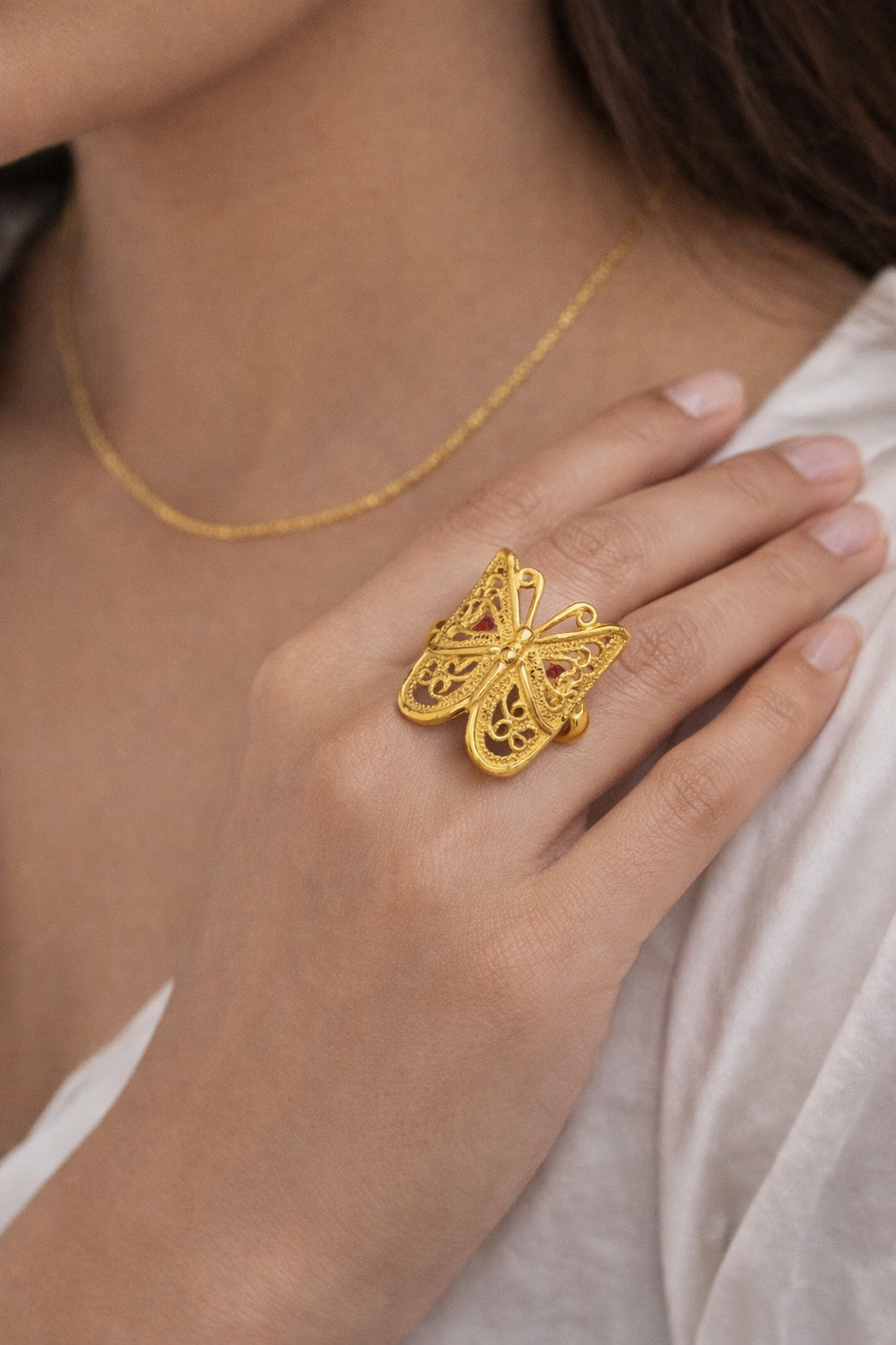 Golden Butterfly Statement Ring