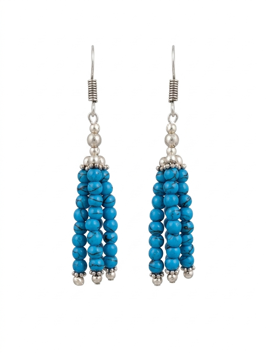 Bohemian Turquoise Tassel Earrings