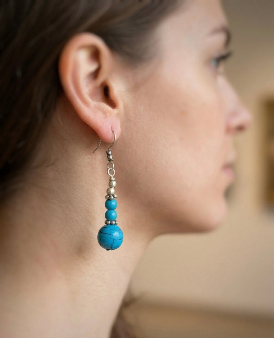 Vintage Turquoise Bead Drop Earrings