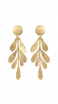Leaf Cascade Brushed Gold Statement Earrings
