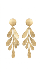 Leaf Cascade Brushed Gold Statement Earrings
