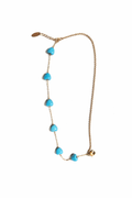 Turquoise Heart Charm Gold Chain Bracelet
