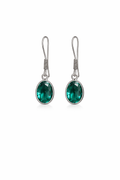 Emerald Oval Drop Minimalist Earrings