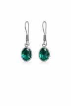 Emerald Oval Drop Minimalist Earrings