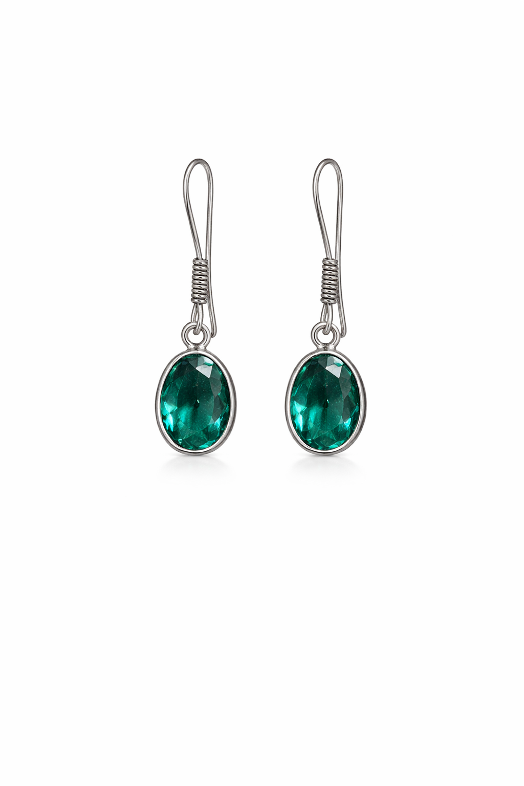 Emerald Oval Drop Minimalist Earrings