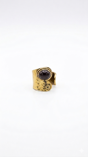 Hammered Gold Amethyst Ring Adjustable