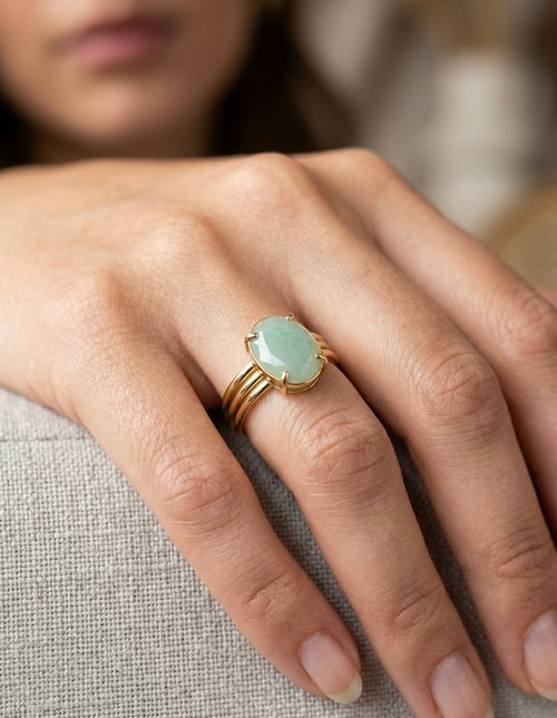 Aquamarine Oval Ring in Gold