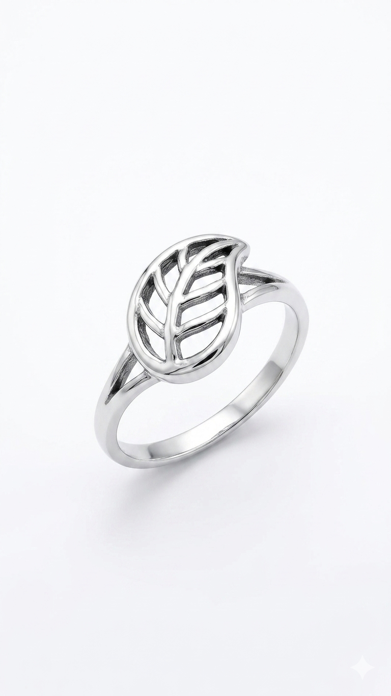 Minimalist Silver Leaf Ring