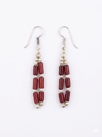 Handmade Garnet Red Bead Earrings
