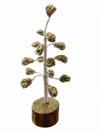 Natural Pyrite Gemstone Tree – Handmade Crystal Healing Tree Decor with Wooden Base
