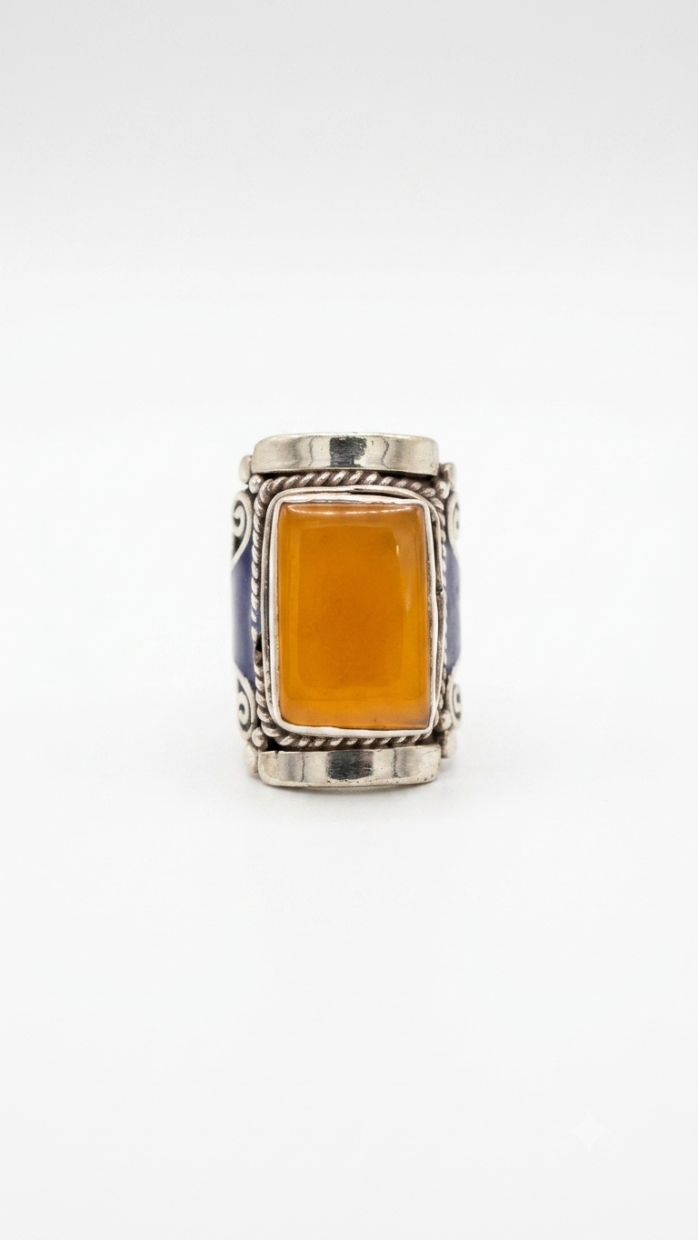 Vintage Jasper Statement Ring | Handmade Tibetan Silver Ring