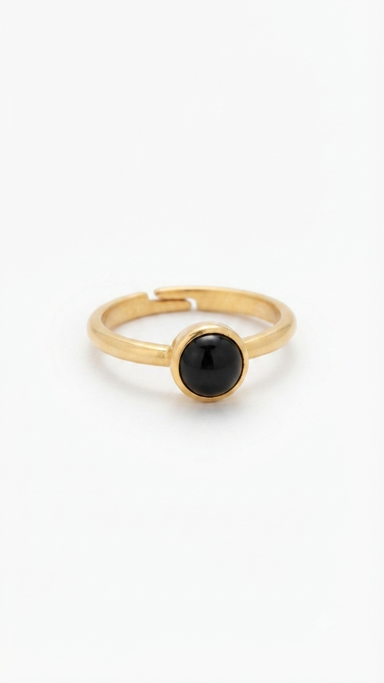 Minimalist Black Onyx Gold Ring