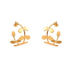 Gold Leaf Disc Hoop Earrings