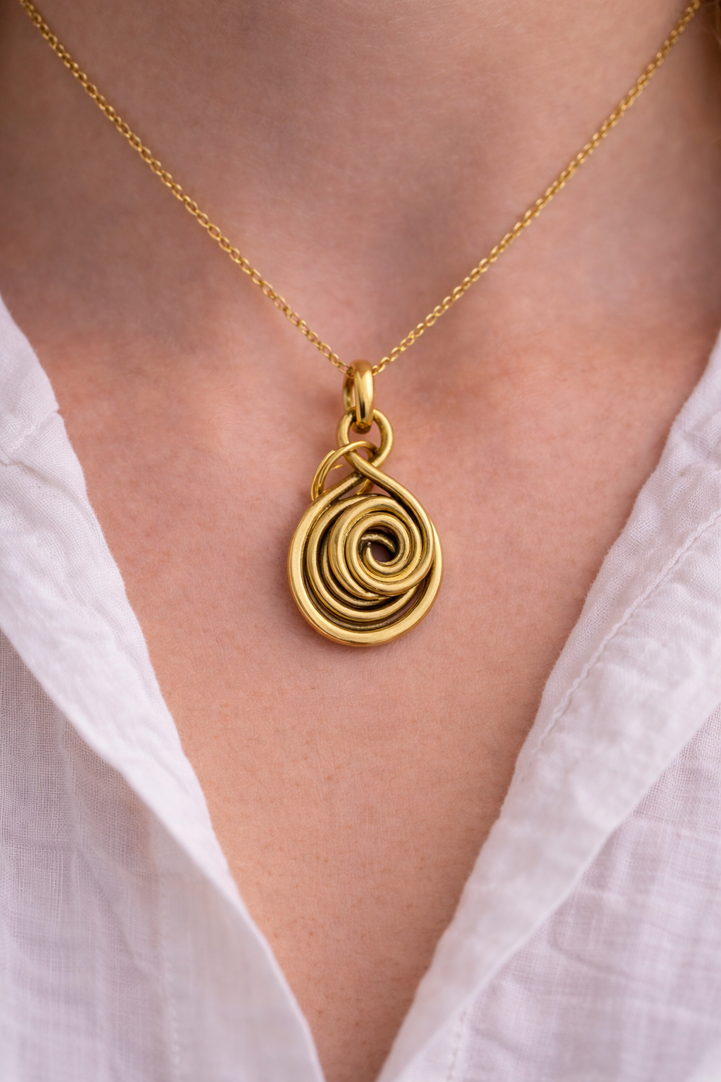 Gold Spiral Pendant Necklace