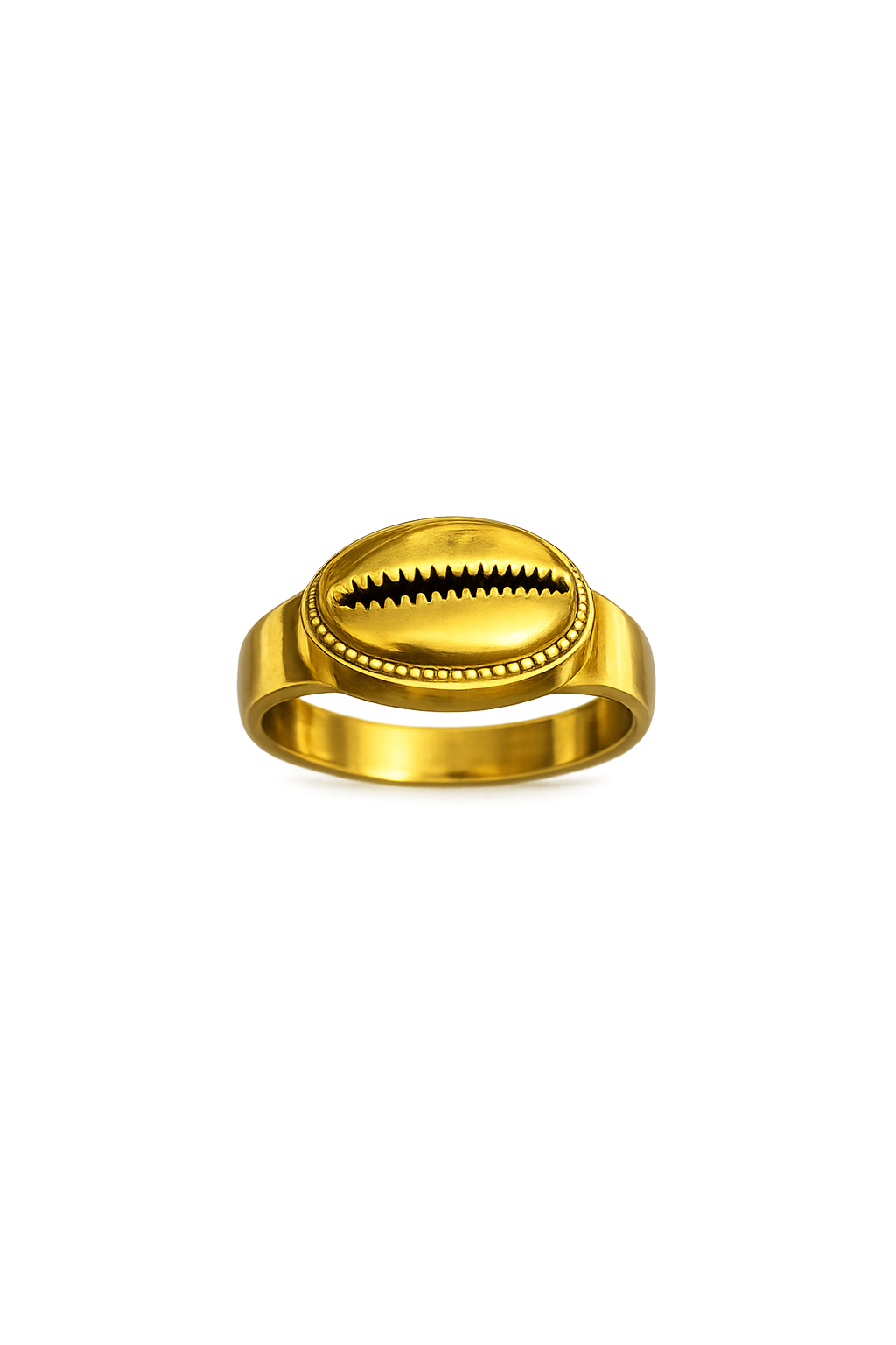 Minimalist Gold Shell Signet Ring for Women
