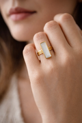 White Stone Bar Gold Ring