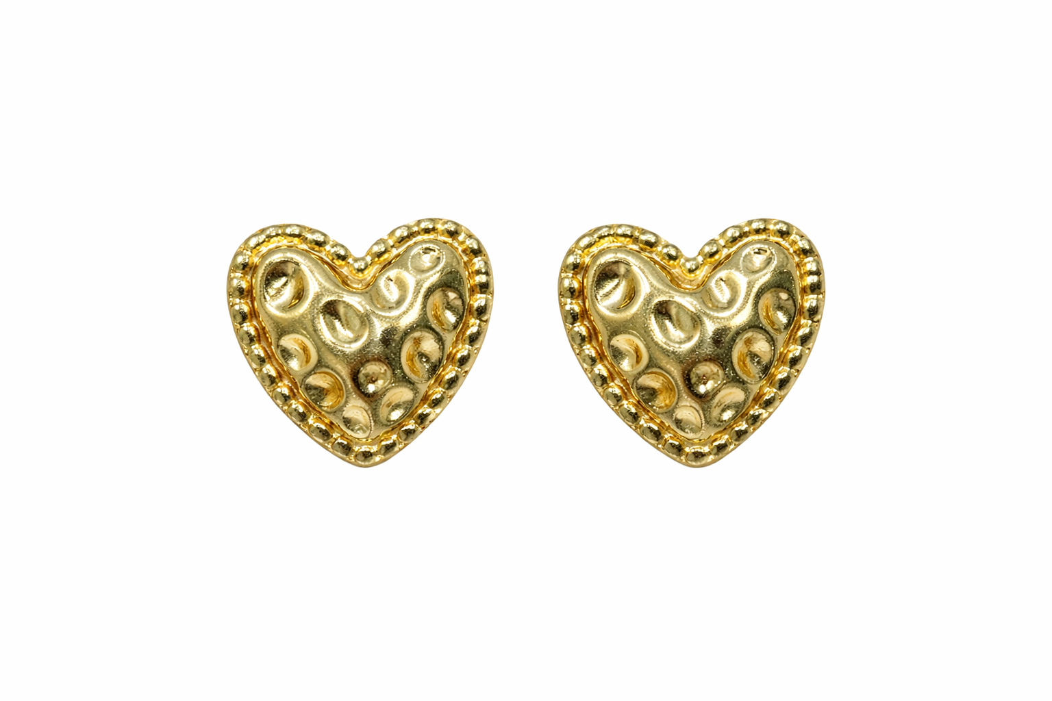 Gold Heart Stud Earrings