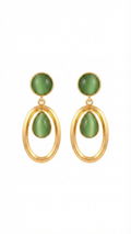Green Cat’s Eye Statement Drop Earrings