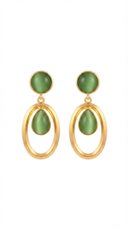Green Cat’s Eye Statement Drop Earrings
