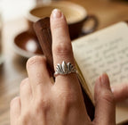 Lotus Bloom Silver Ring | Minimalist Floral Statement Ring