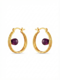 Ruby Hoop Earrings in 18K Gold Plated