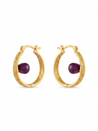 Ruby Hoop Earrings in 18K Gold Plated