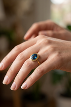 Blue Topaz Oval Ring Gold Minimal Ring