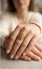 Gold Abstract Filigree Statement Ring