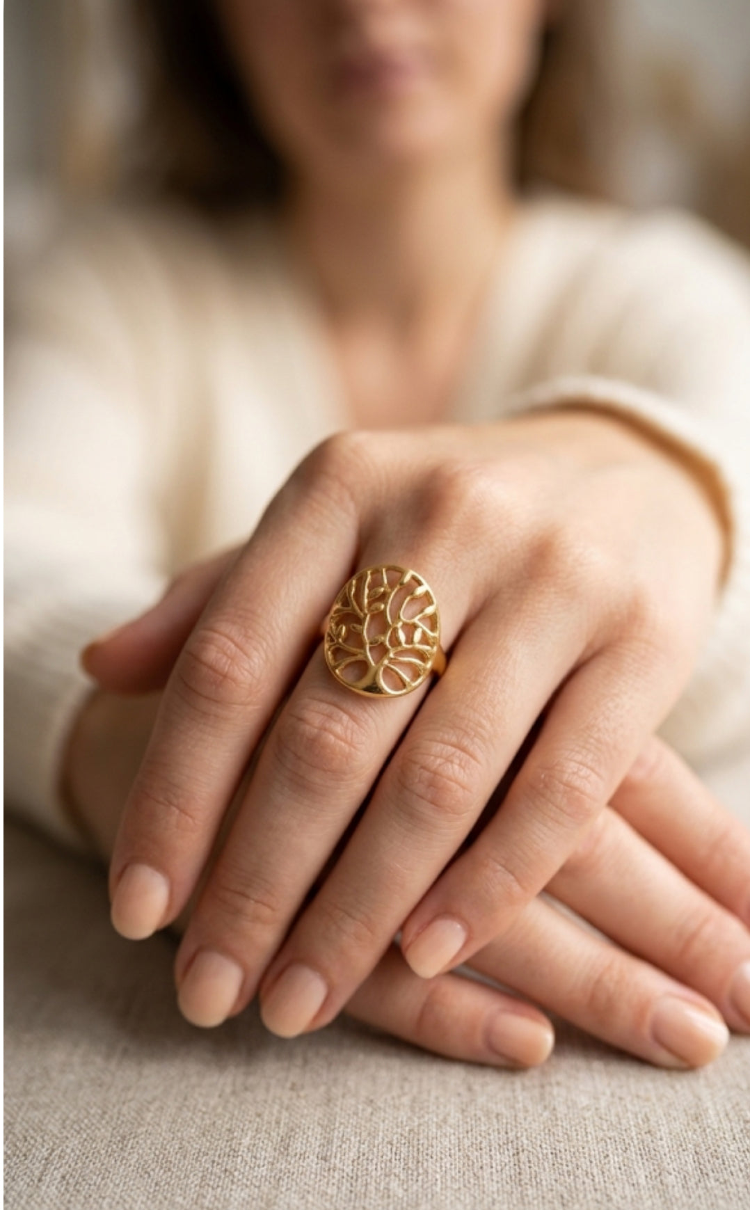 Gold Abstract Filigree Statement Ring