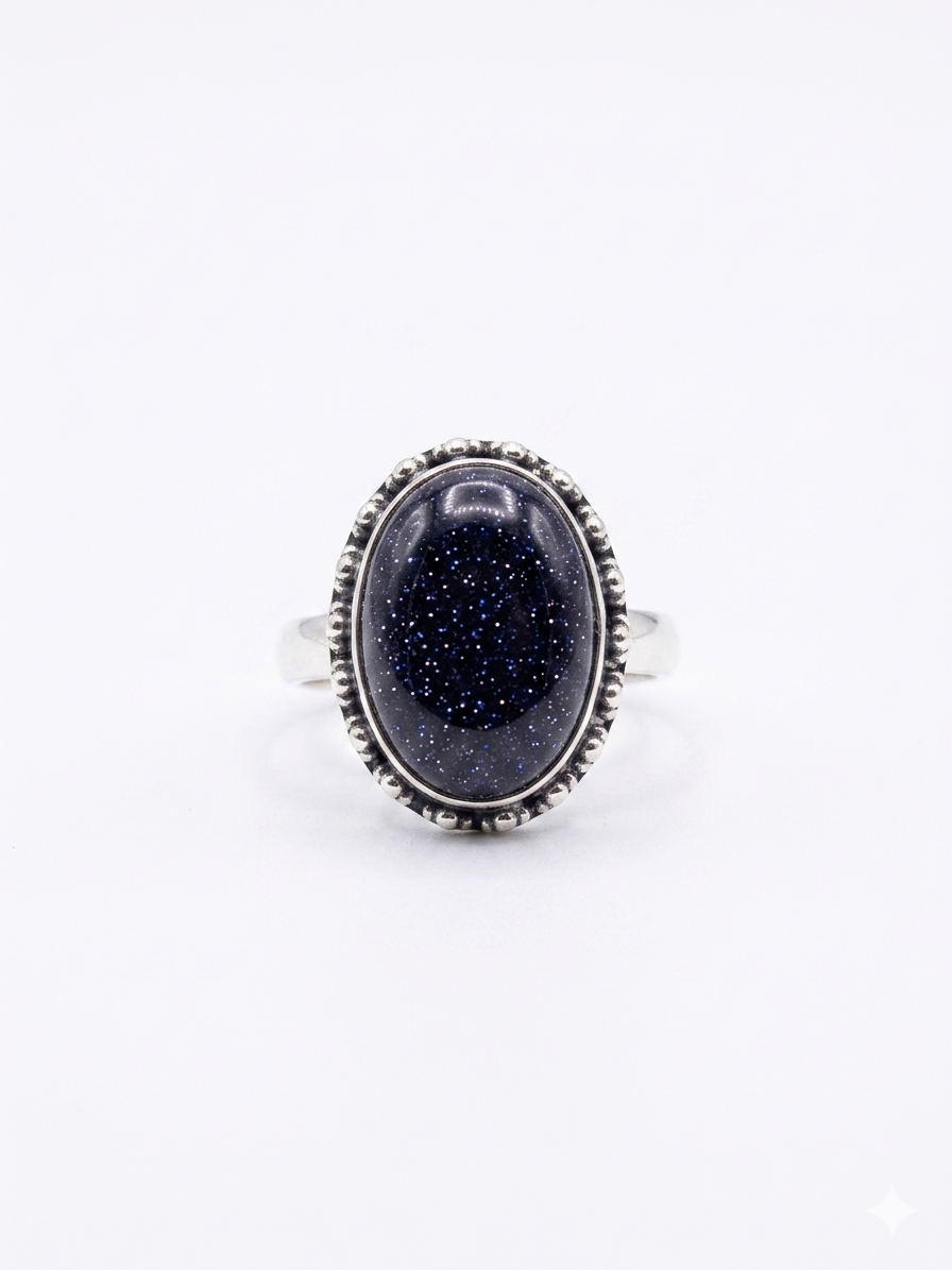 Midnight Blue Goldstone Ring