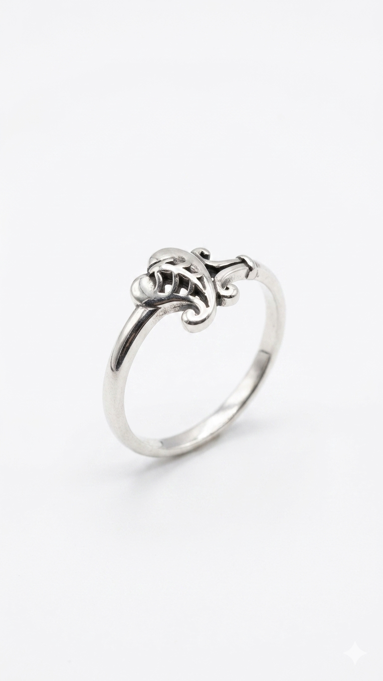 Elegant Silver Scroll Ring | Vintage Filigree Minimalist