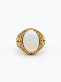Natural Opal Ring | Oval Opal Statement Ring | Gold Filigree Ring