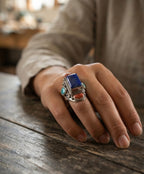 Vintage Lapis Lazuli Statement Ring | Handmade Tibetan Silver Ring