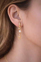 Gold Spiral Pearl Drop Earrings, Minimalist Twist Earrings