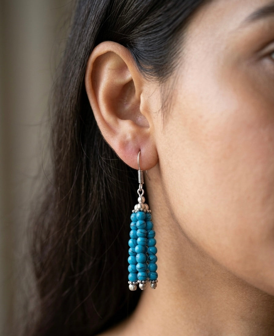 Bohemian Turquoise Tassel Earrings